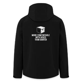 Boxes Over Banter Comfort - Men’s Recycled Softshell Jacket by Stanley/Stella - black - Back - AI Model Male 185 light (185cm)