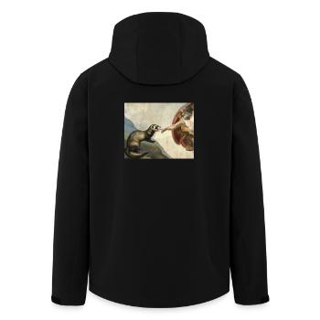 Frettchen Schlägt Gottes Hand Frettchen meme - Recycelte Männer Softshell-Jacke von Stanley/Stella - Schwarz - Hinten - AI Model Male 185 light (185cm)