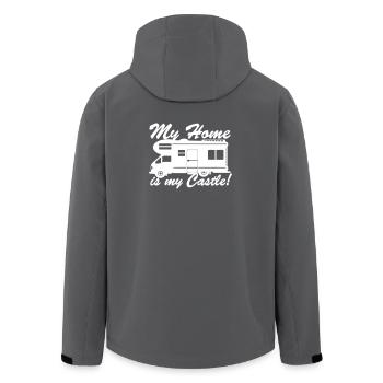 Camping-car, RV Ma maison est mon château ... / + - Veste softshell homme en polyester recyclé Stanley/Stella - noir - Dos - AI Model Male 185 light (185cm)