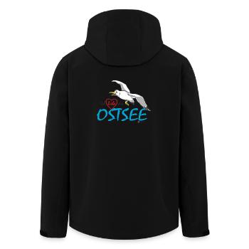 Möwe, Ich liebe die Ostsee - Recycelte Männer Softshell-Jacke von Stanley/Stella - Schwarz - Hinten - AI Model Male 185 light (185cm)