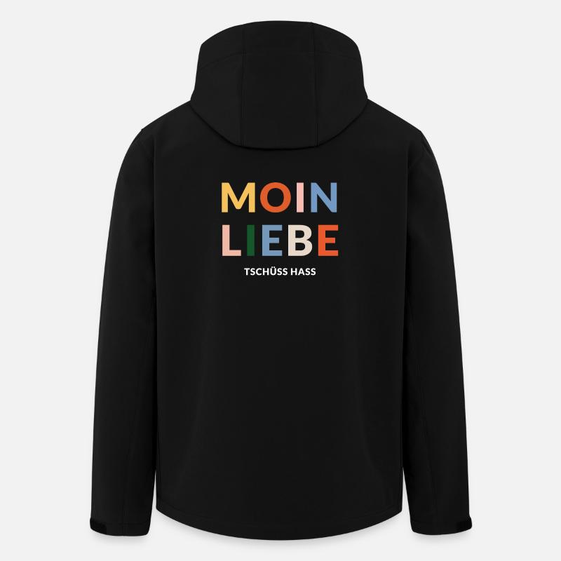 Moin Liebe, Tschüss Hass, in bunt - Recycelte Männer Softshell-Jacke von Stanley/Stella - Schwarz