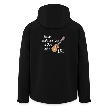 Never underestimate a guy with a Uke! weiss - Recycelte Männer Softshell-Jacke von Stanley/Stella - Schwarz - Hinten - AI Model Male 185 light (185cm)