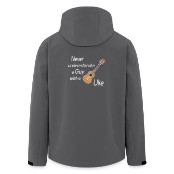 Never underestimate a guy with a Uke! white - Men’s Recycled Softshell Jacket by Stanley/Stella - anthracite - Back - AI Model Male 185 light (185cm)