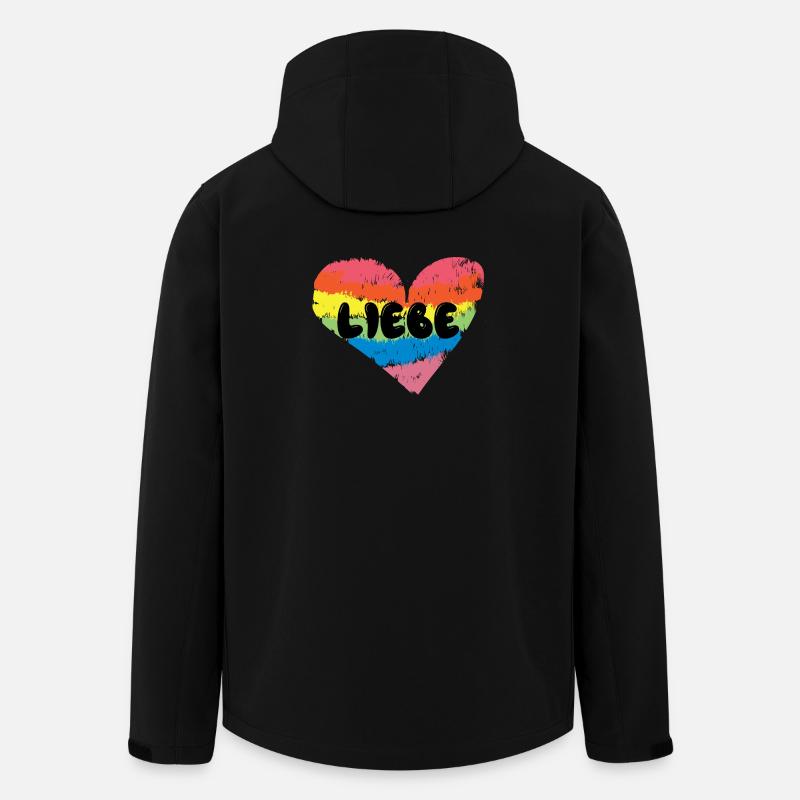 Lgbt Spruch Liebe Herz Beziehung Regenbogen - Recycelte Männer Softshell-Jacke von Stanley/Stella - Schwarz