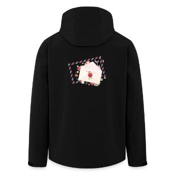 floraler Briefumschlag mit Blüten und Airmail Rand - Recycelte Männer Softshell-Jacke von Stanley/Stella - Schwarz - Hinten - AI Model Male 185 light (185cm)
