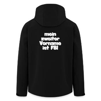 mein zweiter Vorname ist FBI - Recycelte Männer Softshell-Jacke von Stanley/Stella - Schwarz - Hinten - AI Model Male 185 light (185cm)