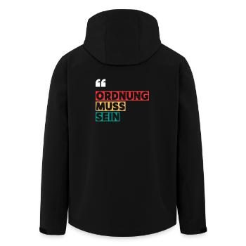 Ordnung muss sein – Klarer Schriftzug - Recycelte Männer Softshell-Jacke von Stanley/Stella - Schwarz - Hinten - AI Model Male 185 light (185cm)