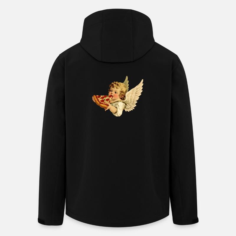 Pizza Cherub – Engel med pepperoni - Stanley/Stella herre softshelljakke i genanvendt polyester - sort