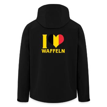 I Love Waffeln Belgium Flag Heart Food Design - Recycelte Männer Softshell-Jacke von Stanley/Stella - Schwarz - Hinten - AI Model Male 185 light (185cm)