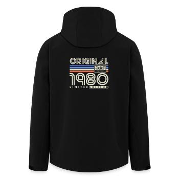 Cadeau d’anniversaire rétro vintage des années 1980 - Veste softshell homme en polyester recyclé Stanley/Stella - noir - Dos - AI Model Male 185 light (185cm)