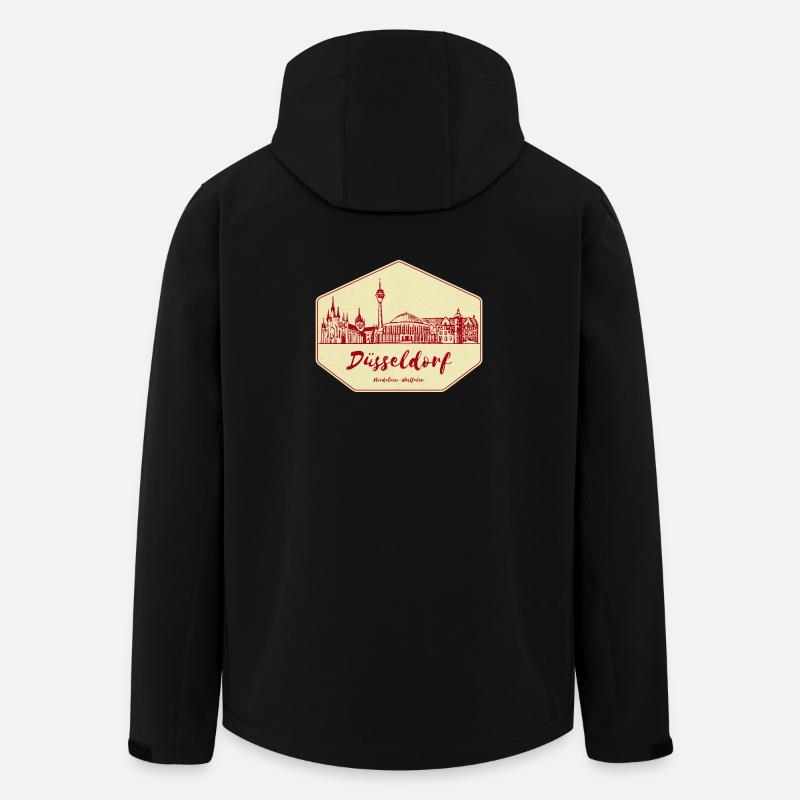 Badge Skyline de Düsseldorf - Veste softshell homme en polyester recyclé Stanley/Stella - noir