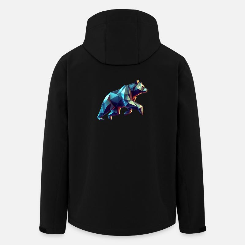 Geometrischer 3D-Origami-Bär - Recycelte Männer Softshell-Jacke von Stanley/Stella - Schwarz