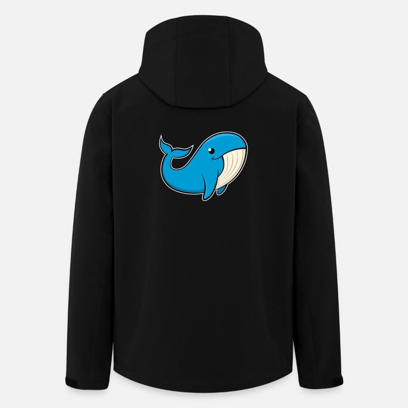 Image joyeuse d’une baleine bleue - Veste softshell homme en polyester recyclé Stanley/Stella - noir