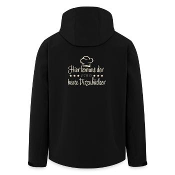 Pizzabäcker, Pizza - Recycelte Männer Softshell-Jacke von Stanley/Stella - Schwarz - Hinten - AI Model Male 185 light (185cm)