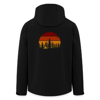 Coucher de soleil rétro dans la forêt – Ambiance camping - Veste softshell homme en polyester recyclé Stanley/Stella - noir - Dos - AI Model Male 185 light (185cm)