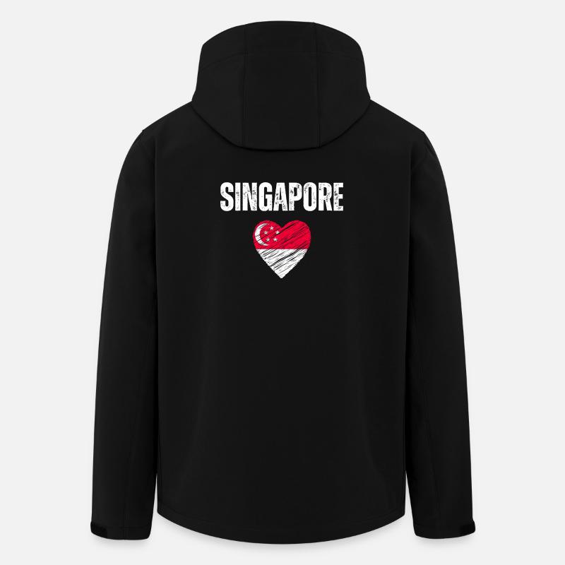 J’aime Singapour, le drapeau de Singapour - Veste softshell homme en polyester recyclé Stanley/Stella - noir