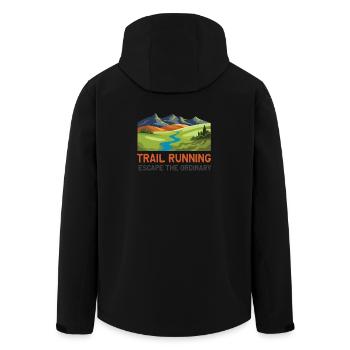 Trail Running - Escape the Ordinary - Men’s Recycled Softshell Jacket by Stanley/Stella - black - Back - AI Model Male 185 light (185cm)