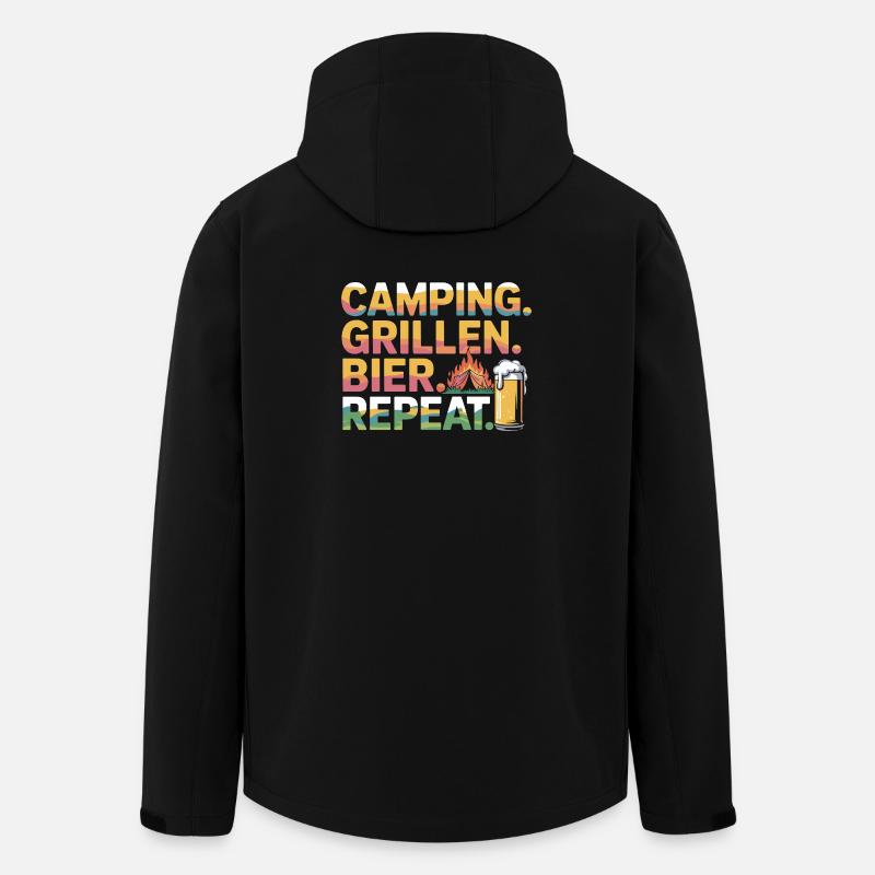 Camping. Grillen. Bier. Repeat. - Recycelte Männer Softshell-Jacke von Stanley/Stella - Schwarz