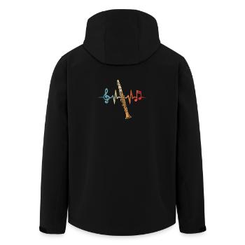 Klarinette Herzschlag Klarinettist Musiker - Recycelte Männer Softshell-Jacke von Stanley/Stella - Schwarz - Hinten - AI Model Male 185 light (185cm)