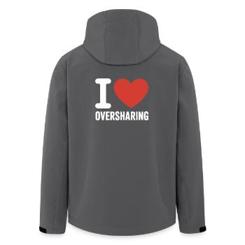 I Love Oversharing Social Media Too Much Info TMI - Men’s Recycled Softshell Jacket by Stanley/Stella - anthracite - Back - AI Model Male 185 light (185cm)