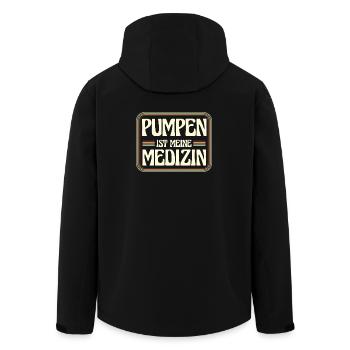 Pumpen is meine Medizin - Recycelte Männer Softshell-Jacke von Stanley/Stella - Schwarz - Hinten - AI Model Male 185 light (185cm)