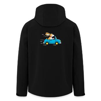 Hase im Cabrio: Fröhliche Fahrt - Recycelte Männer Softshell-Jacke von Stanley/Stella - Schwarz - Hinten - AI Model Male 185 light (185cm)