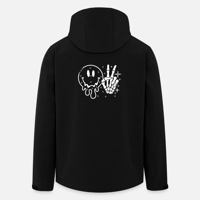 Smiley Skull Peace Hand - Stanley/Stella herre softshelljakke i genanvendt polyester - sort