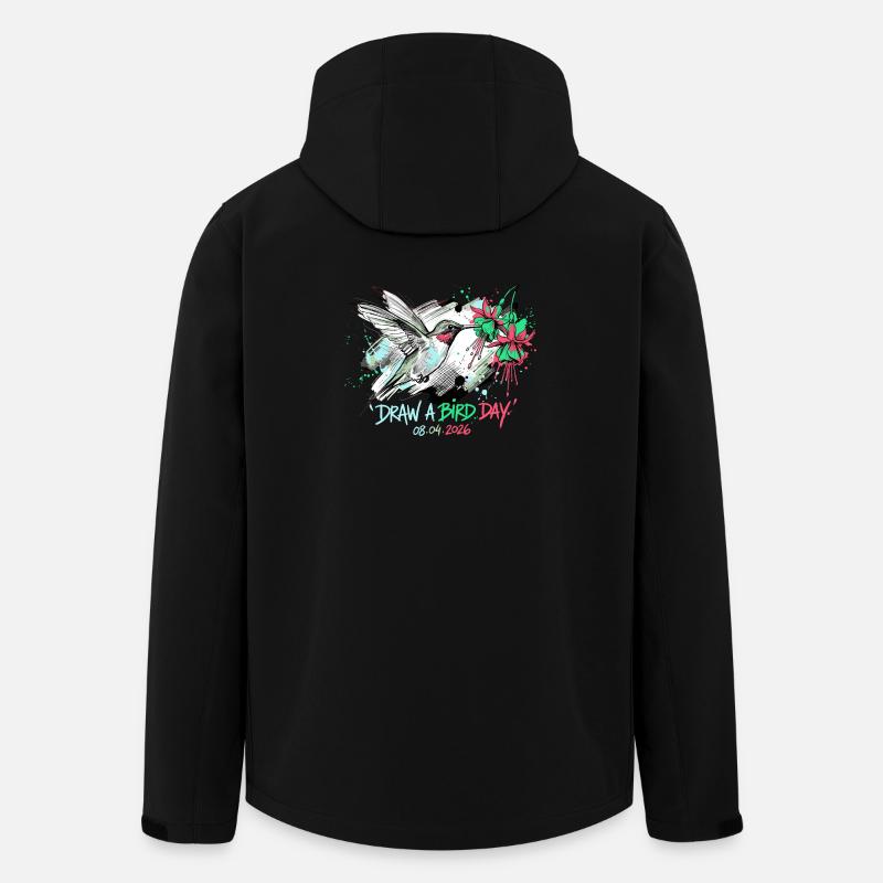 Kolibri-Tintenspritzer mit Blumen - Recycelte Männer Softshell-Jacke von Stanley/Stella - Schwarz