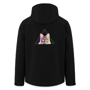 Art géométrique en forme de chat néon - Veste softshell homme en polyester recyclé Stanley/Stella - noir - Dos - AI Model Male 185 light (185cm)
