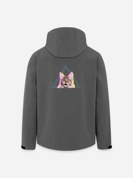 Neon Retro Cat Geometric Triangle Art - Men’s Recycled Softshell Jacket by Stanley/Stella - black