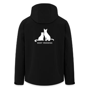 BEST FRIENDS – Katze & Hund Liebe - Recycelte Männer Softshell-Jacke von Stanley/Stella - Schwarz - Hinten - AI Model Male 185 light (185cm)