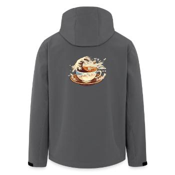 The Great Wave of Coffee - Men’s Recycled Softshell Jacket by Stanley/Stella - anthracite - Back - AI Model Male 185 light (185cm)