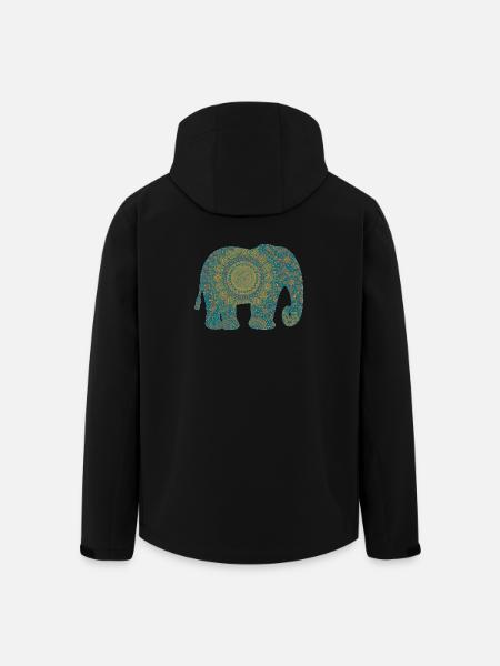 Mandala Elephant Pattern in Teal - Men’s Recycled Softshell Jacket by Stanley/Stella - black
