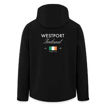 Westport Ireland Coordinates Travel Souvenir - Men’s Recycled Softshell Jacket by Stanley/Stella - black - Back - AI Model Male 185 light (185cm)
