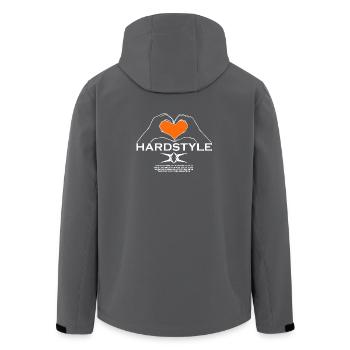 Hardstyle = My Style - Owner Of An Orange Heart - Men’s Recycled Softshell Jacket by Stanley/Stella - anthracite - Back - AI Model Male 185 light (185cm)
