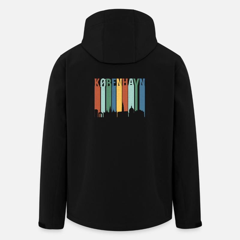 København Neon Skyline Pattern - Men’s Recycled Softshell Jacket by Stanley/Stella - black