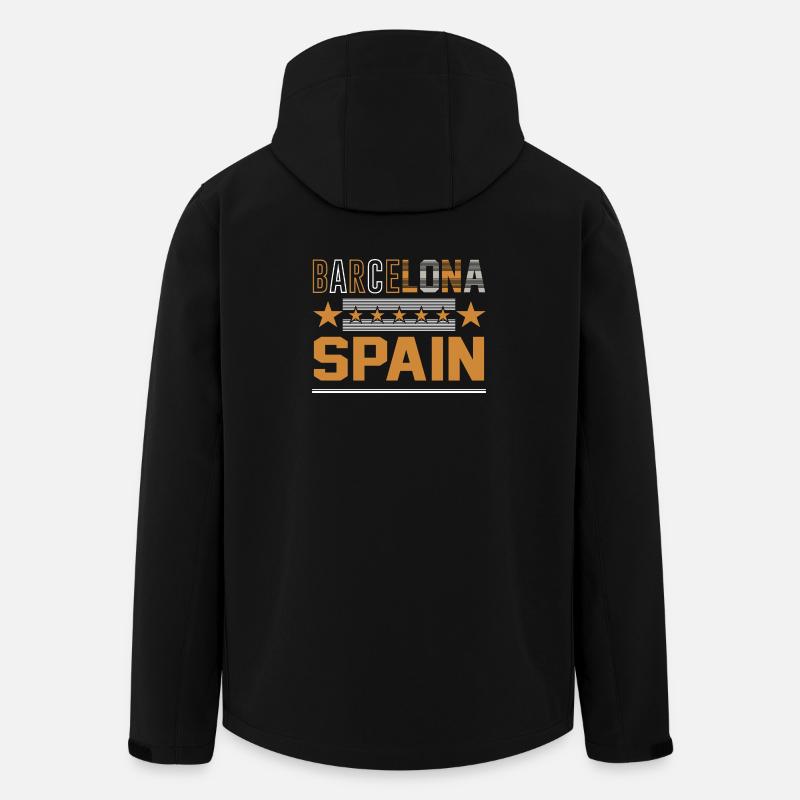 Barcelone Espagne Design rétro - Veste softshell homme en polyester recyclé Stanley/Stella - noir