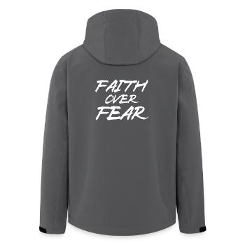 Faith over Fear - Men’s Recycled Softshell Jacket by Stanley/Stella - anthracite - Back - AI Model Male 185 light (185cm)