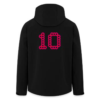 10. 10 YEARS. 10th ANNIVERSARY. 10 YEAR ANNIVERSARY. - Men’s Recycled Softshell Jacket by Stanley/Stella - black - Back - AI Model Male 185 light (185cm)