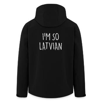 JE SUIS TELLEMENT LETTON Lettonie Lettland - Veste softshell homme en polyester recyclé Stanley/Stella - noir - Dos - AI Model Male 185 light (185cm)
