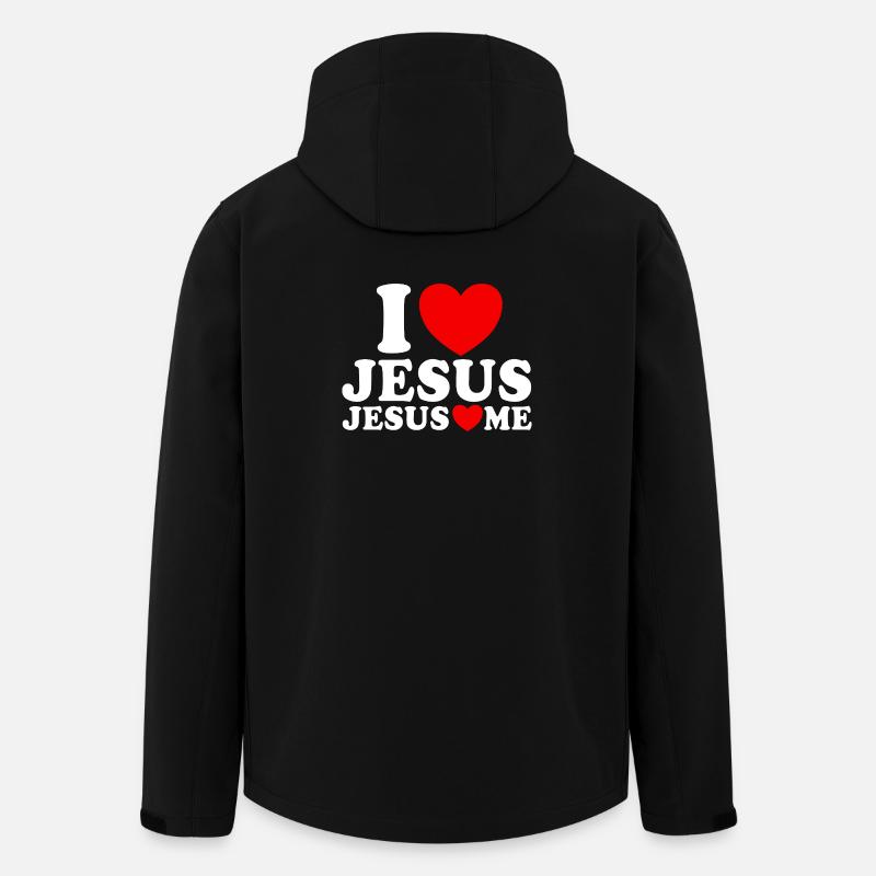 J’aime Jésus Jésus m’aime Foi chrétienne - Veste softshell homme en polyester recyclé Stanley/Stella - noir