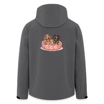 Cute Dachshunds - Dachshund in Ball Pit - Men’s Recycled Softshell Jacket by Stanley/Stella - anthracite - Back - AI Model Male 185 light (185cm)