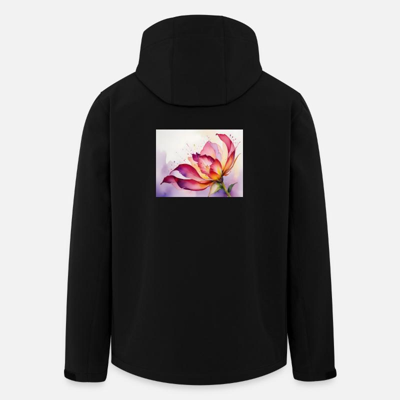 Fleurs aquarellées - Veste softshell homme en polyester recyclé Stanley/Stella - noir