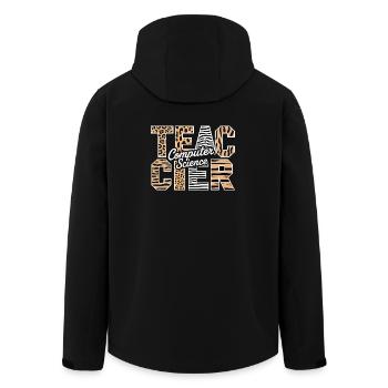 Computer Science Teacher Animal Pattern Style - Men’s Recycled Softshell Jacket by Stanley/Stella - black - Back - AI Model Male 185 light (185cm)