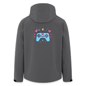 Kawaii Game Controller Heart Design - Men’s Recycled Softshell Jacket by Stanley/Stella - black - Back - AI Model Male 185 light (185cm)