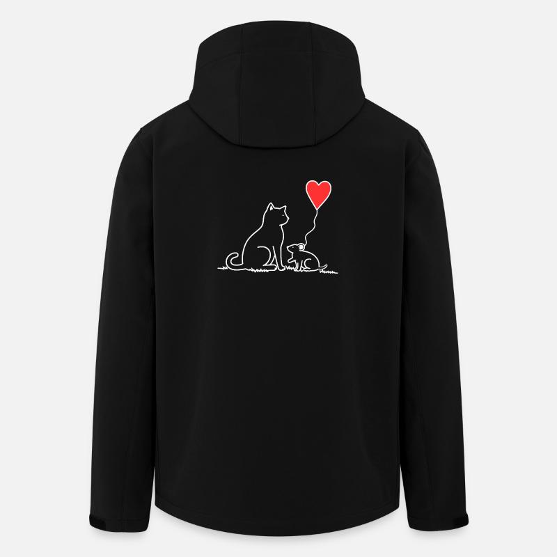 Katze und Maus mit Herzbalon - Recycelte Männer Softshell-Jacke von Stanley/Stella - Schwarz