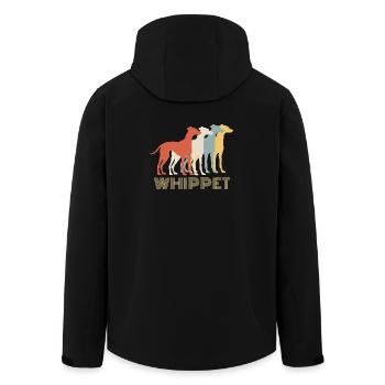 Retro Whippet Lover Dog Breed Vintage Design - Men’s Recycled Softshell Jacket by Stanley/Stella - black - Back - AI Model Male 185 light (185cm)