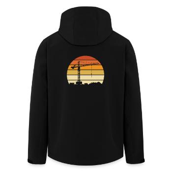 Crane Operator Retro Design – Construction Site & Construction Crane - Men’s Recycled Softshell Jacket by Stanley/Stella - black - Back - AI Model Male 185 light (185cm)