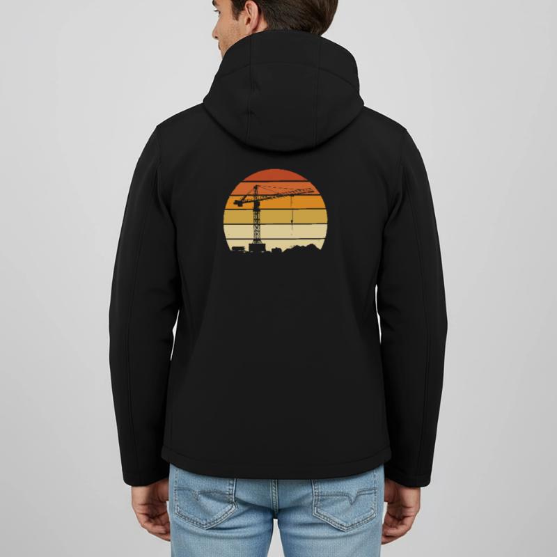Crane Operator Retro Design – Construction Site & Construction Crane Men’s Recycled Softshell Jacket by Stanley/Stella