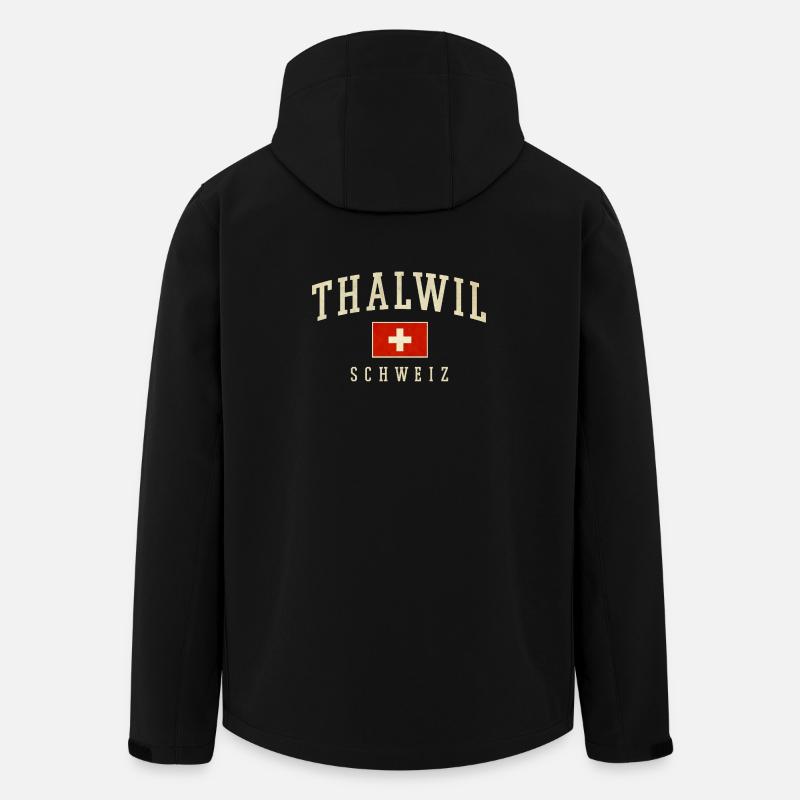 Thalwil Switzerland Flag Motif - Men’s Recycled Softshell Jacket by Stanley/Stella - black